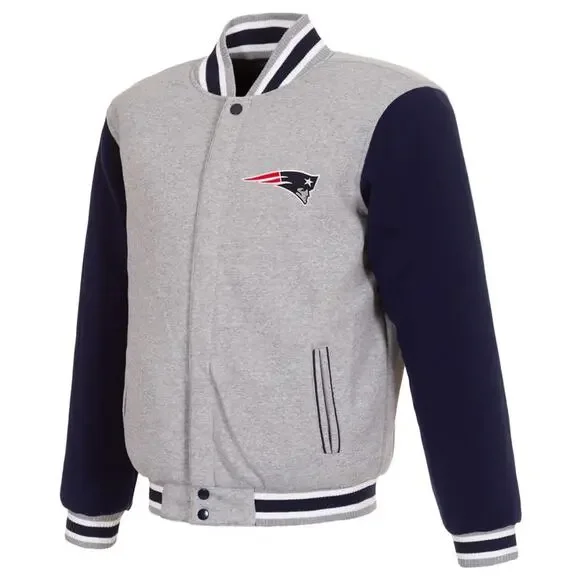 New England Patriots Two-Tone Reversible Fleece Jacket (733gry/blk)